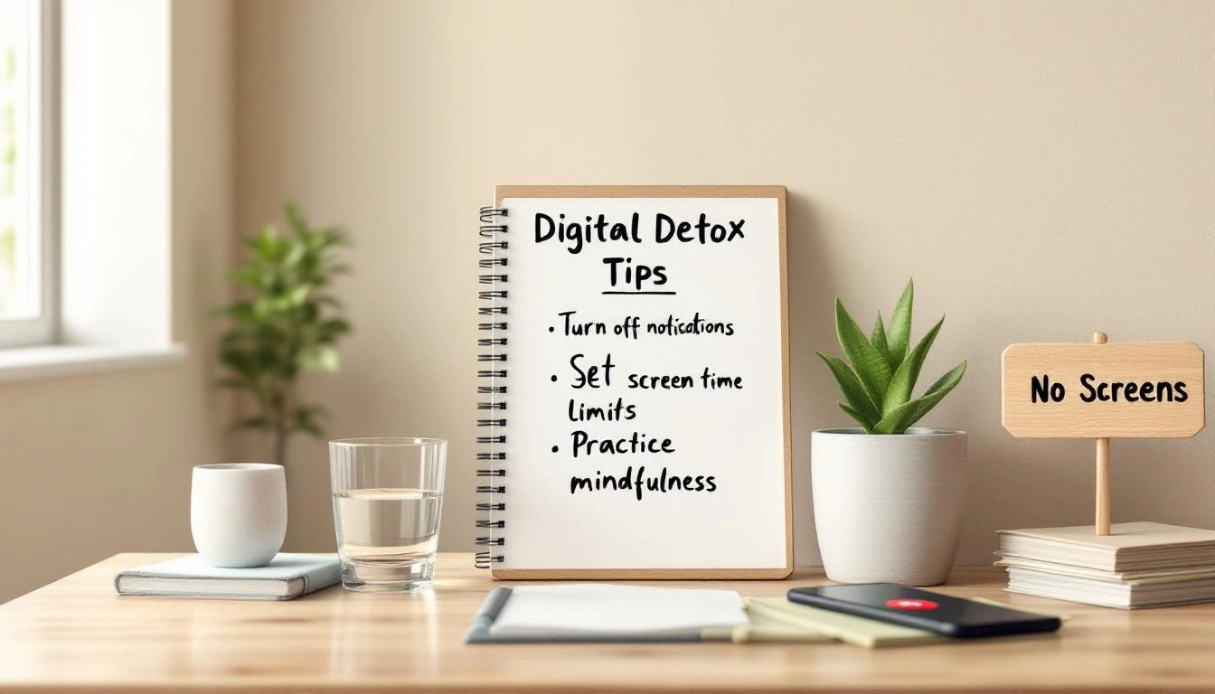 Practical digital detox tips illustration