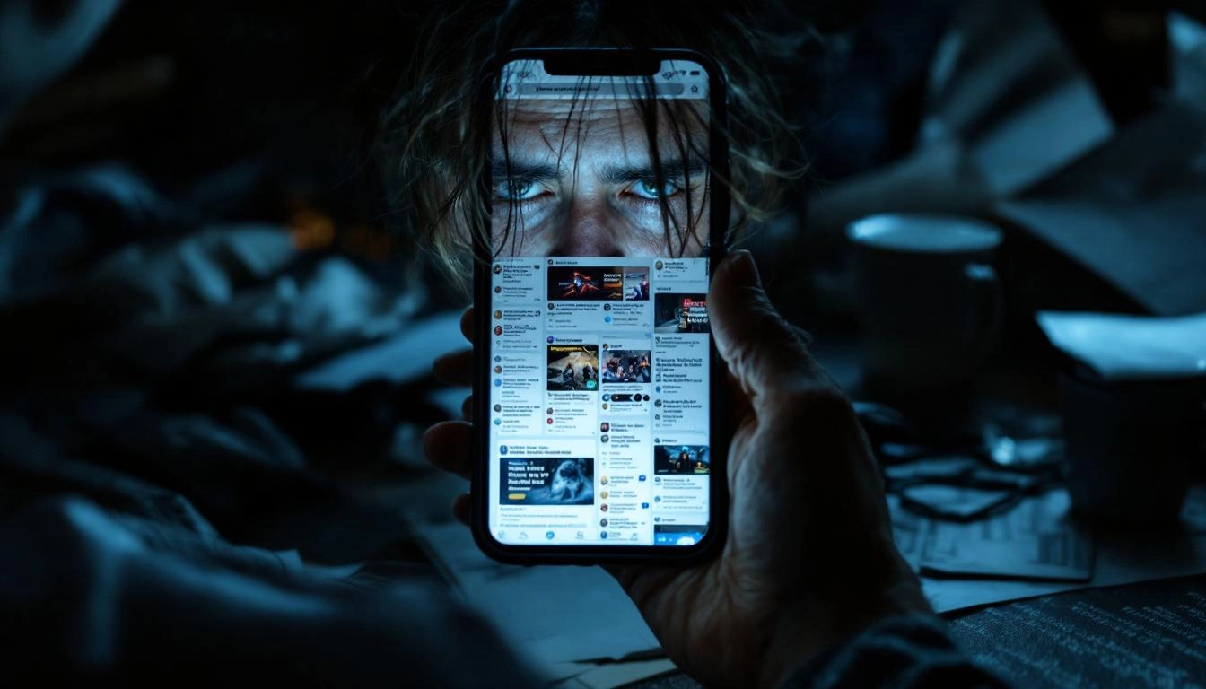 Person breaking the doomscrolling addictive habit