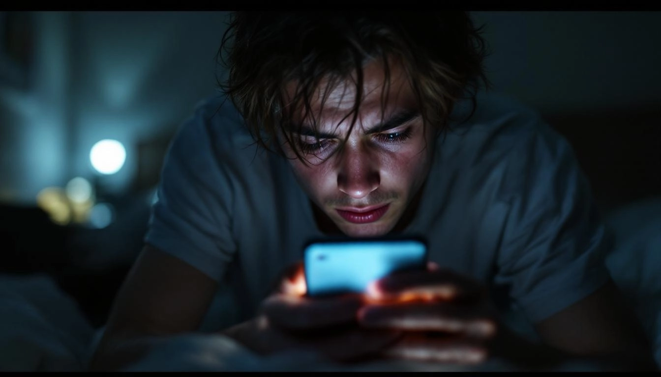 alt='Doomscrolling and stress anxiety illustration'